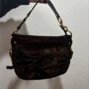 Coach Dark Brown Leather Shoulder Bag